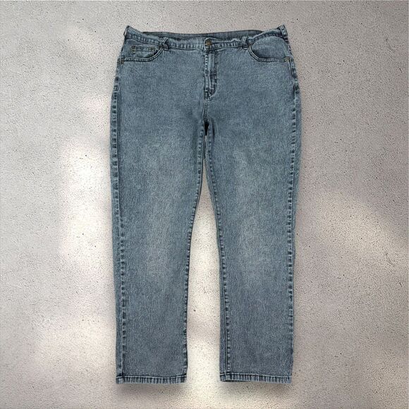 Diane Gilman Denim - Diane Gilman High Rise Slim Straight Jeans Women's 18W Plus Blue Preppy Retro